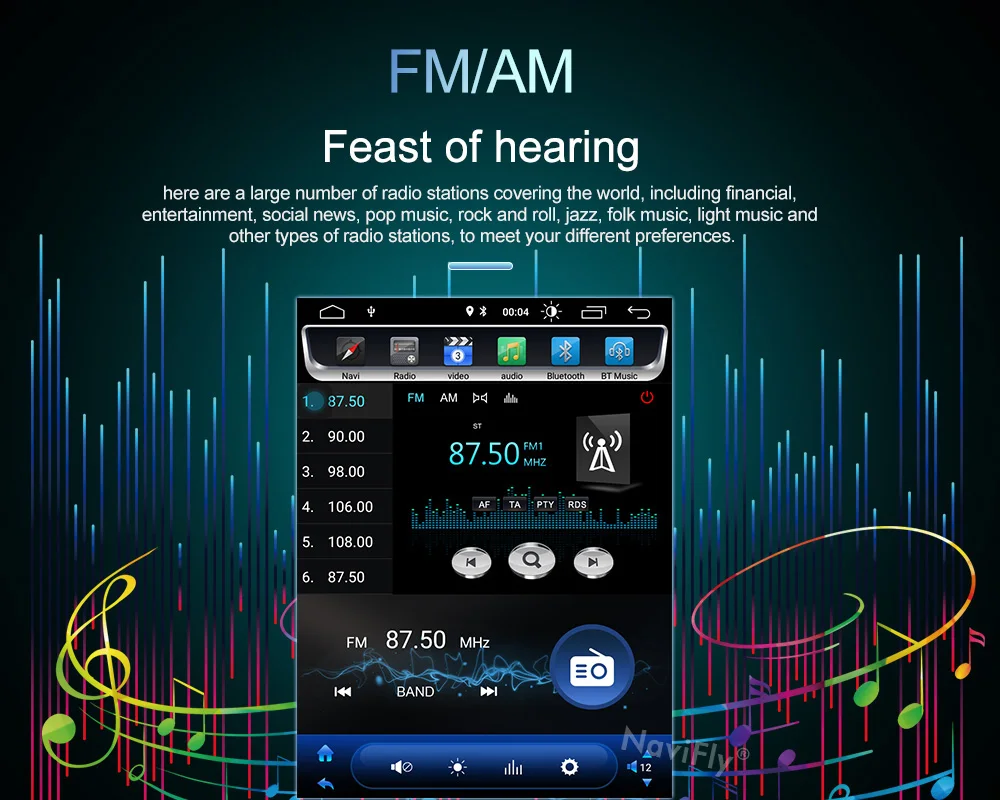 Excellent NaviFly Tesla style IPS Screen Auroradio GPS navigation Android 8.1 Car multimedia player for Ford FOCUS 2012-2017 17