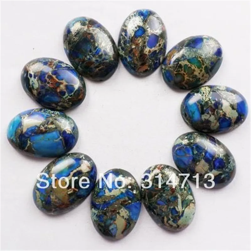 

10pcs Blue Sea Sediment Stone & Pyrite Oval CAB CABOCHON 25x18x6mm B1381