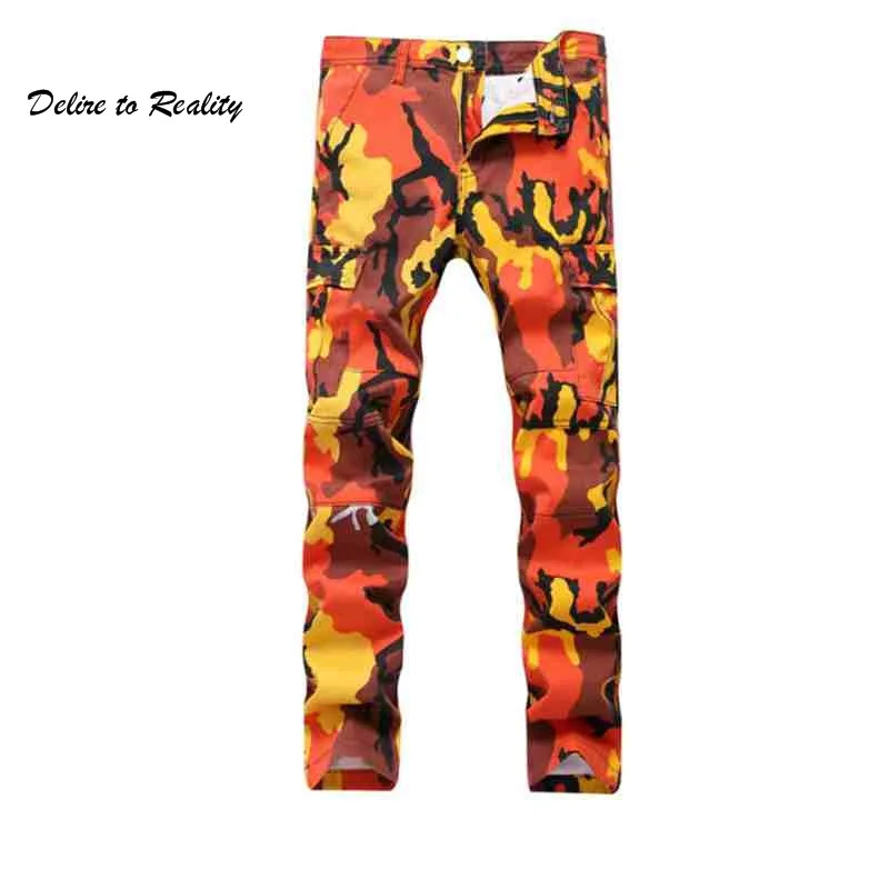 Men Camo Cargo Pants Straight Military Camouflage Elastic OVERALLS Joggers trousers Hip Hop Punk C11 |
