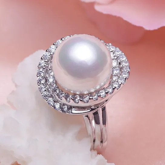

Women Gift word 925 Sterling silver real [bright pearl] Nanyang pearl black pearl ring, S925 silver wedding silver