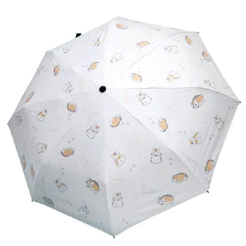 

Anime Natsume Yuujinchou Neko Cat Designer Umbrella Tri-Folding Cartoon Windproof Folding Anti-UV Sun Rain Pocket Umbrella