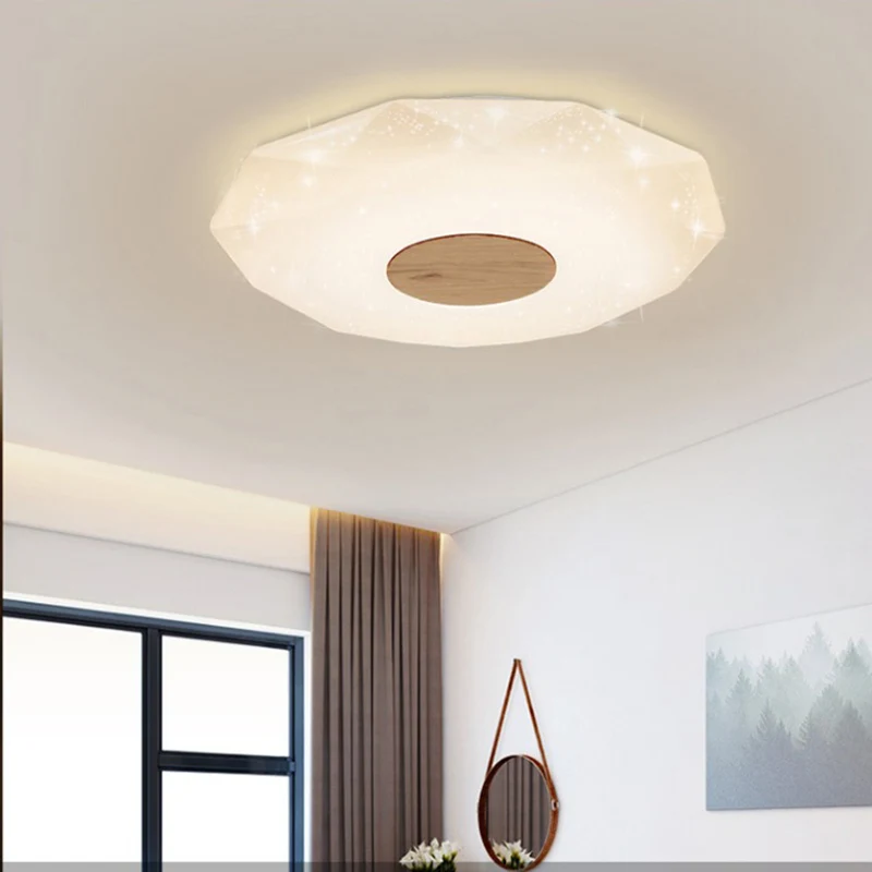 

Ceiling light creative hotel bar simple dimming remote control wood Decorative dining room fixtures Modern led ceiling lamp