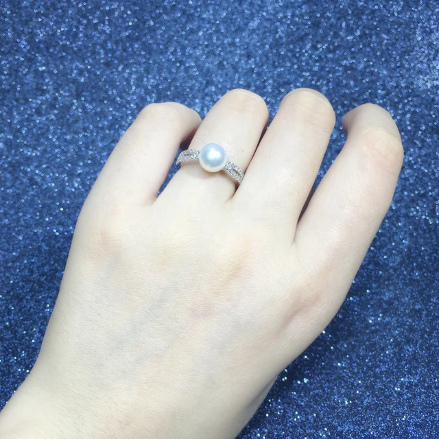 ZHBORUINI 2018 Fashion Pearl Ring High Quality Ring Genuine Freshwater Pearl Rings 925 Sterling Silver Ring For Women Gift
