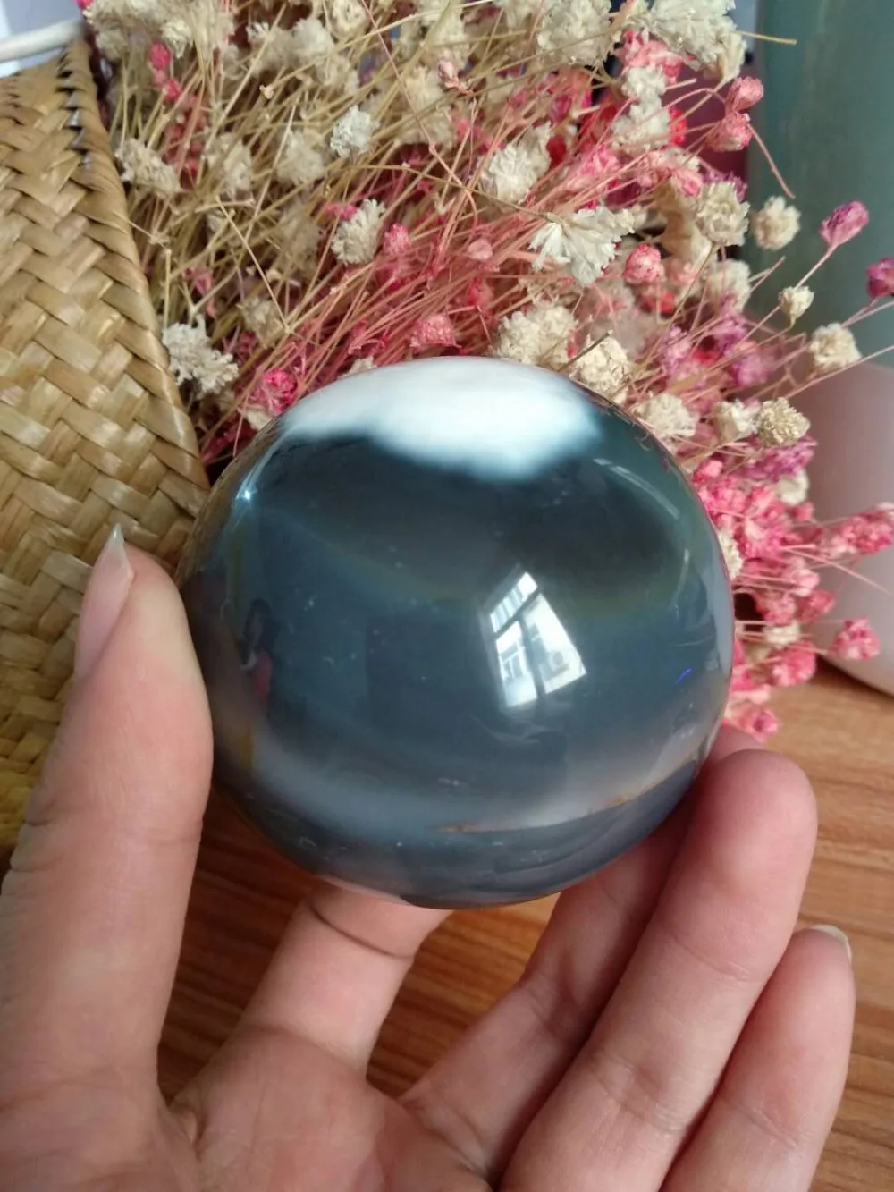 472g 70mm Natural Crystal Quartz Agate Polished Specimen Sphere Ball