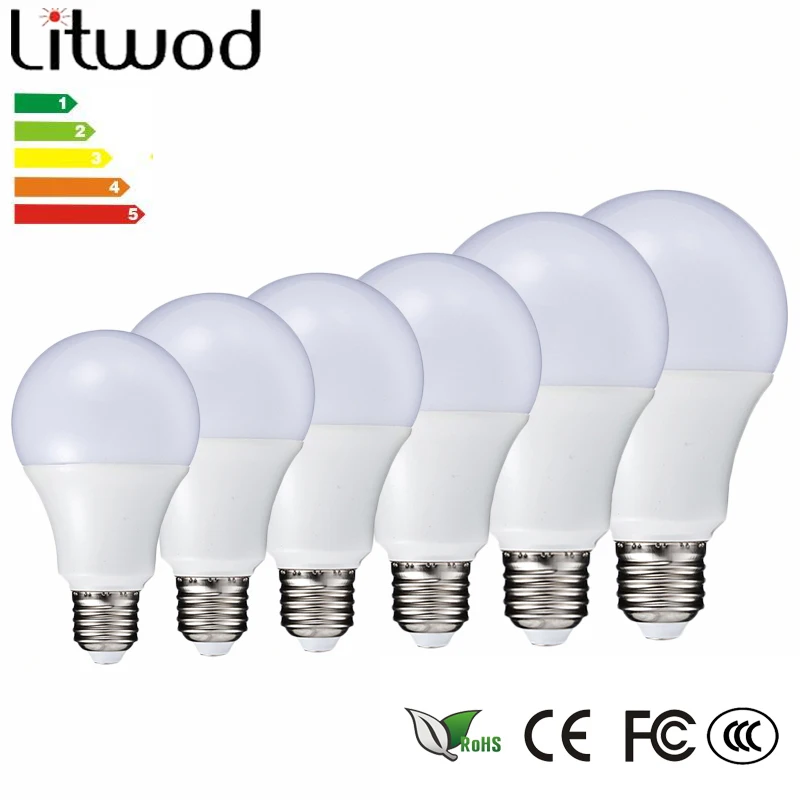 Litwod Z20 светодиодный светильник E27 220 В 240 умный IC реальная мощность 3 15 Вт шаровая
