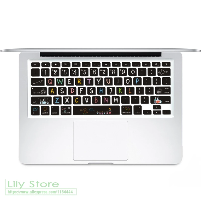 Для MacBook Air 13 13,3 и старых MacBook Pro 1" 15" 1"(не подходит для сенсорной панели) устройство с клавиатурой US крышка Силиконовые серьги кожи - Цвет: colored chalk