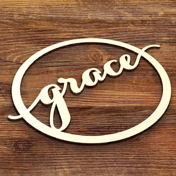 

Custom Circle Wood Name Wreath Sign Personalized Baby Shower First Birthday Party Nursery Wall Decoration