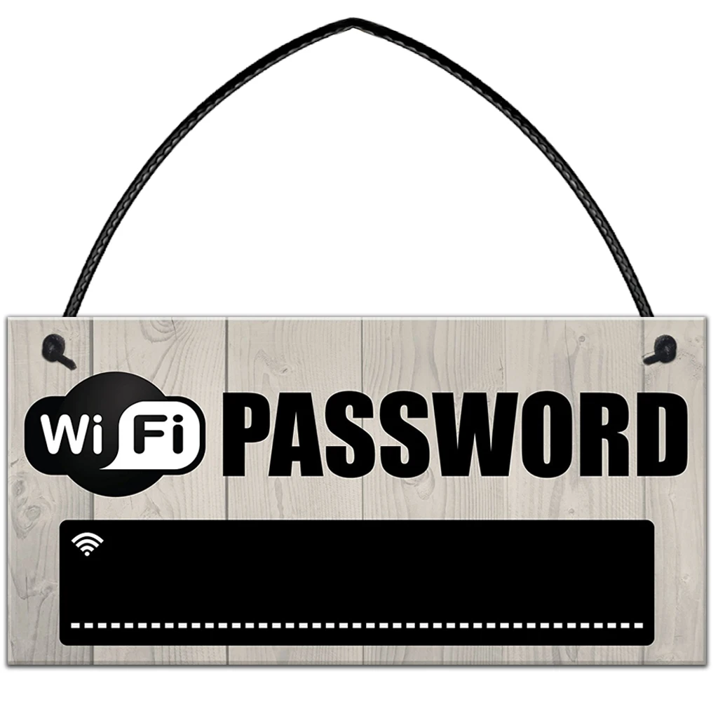 Wooden Wifi Password Hanging Sign Plaque Board Chalkboard for Home Restaurant Hanging