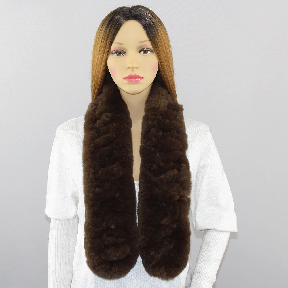 Women Genuine Rex Rabbit Fur Scarves Winter Warm 100%natural rabbit Fur scarf Fashion Females Real Fur Neckerchiefs