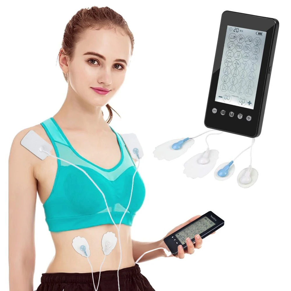 Electric Physiotherapy Massager Ten Unit 28 Modes-Muscle Therapy Stimulation Adjustable Lightweight Myostimulator Adhesive Gel