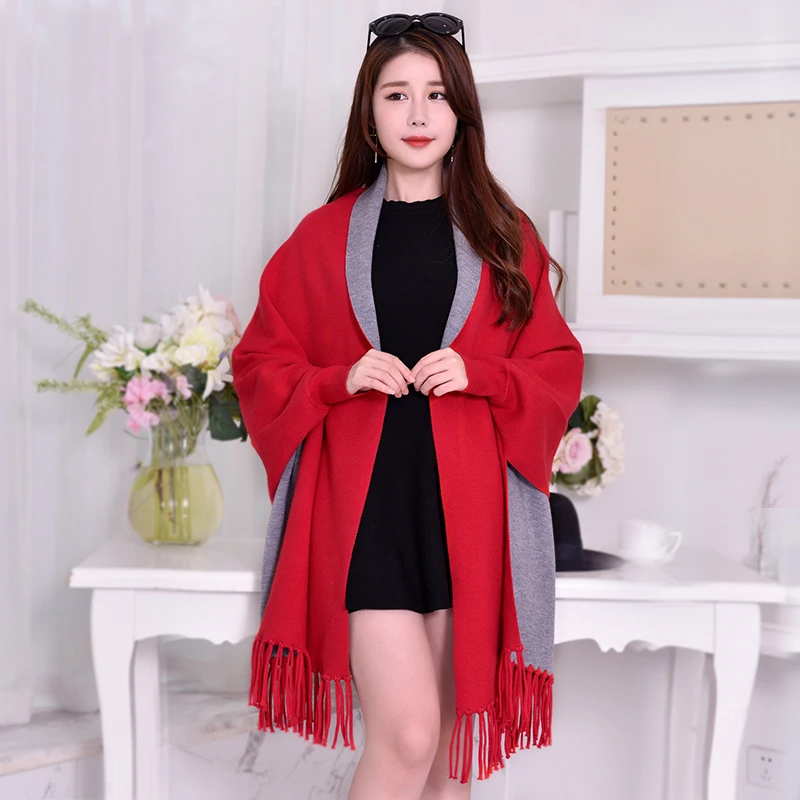 

Women Shawl Capes 2019 Wearable Shawls and Wraps for Ladies Winter Warm Scarf Thick Pashmina Reversible Shawl Winter Poncho