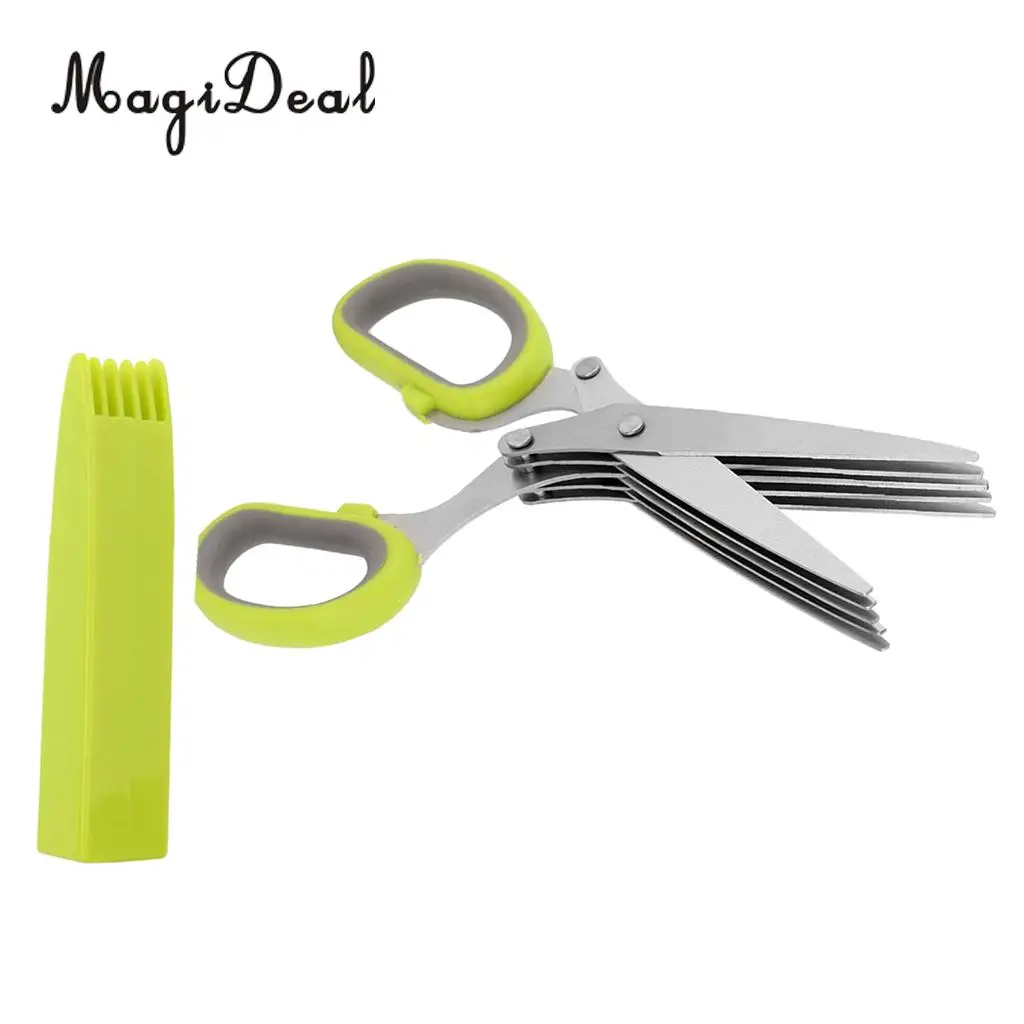 Kitchen Shallot Scissors 5 Layers Hreb Cutter Green Onion Herb Cutlery, Mincer, Sharp Dishwasher Safe, Culinary Chopper