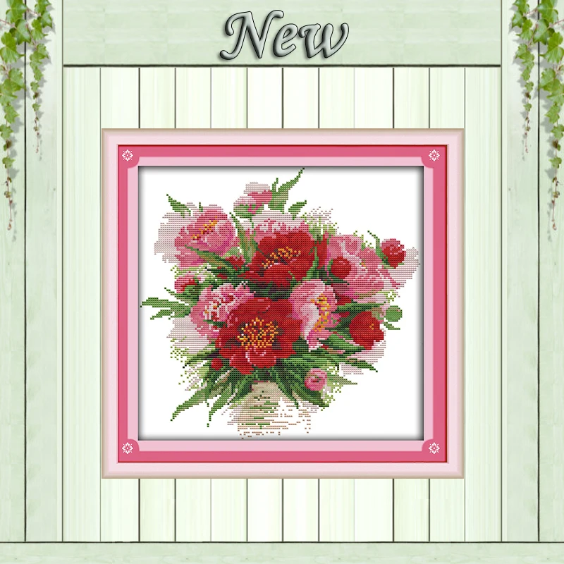 

bright flowers red blooming flower diy Painting Counted Print on canvas DMC 14CT 11CT Cross Stitch Needlework Kits Embroider Set
