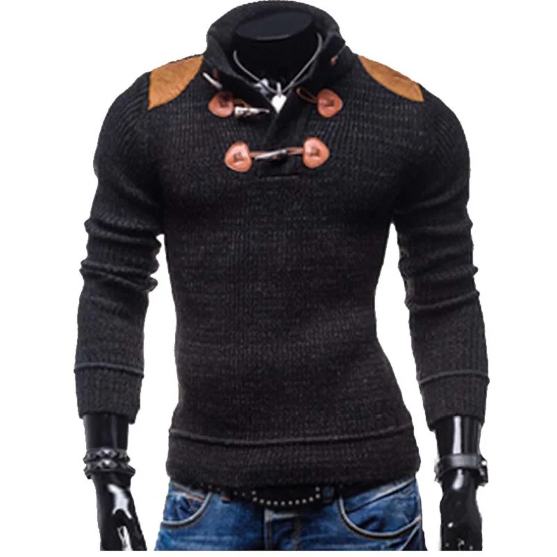 Men's knit sweater 2017 new Slim long sleeved button