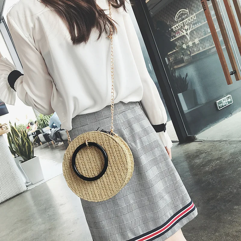 

Fashion Ladies Handbags Small Female hand-held Shoulder Messenger bag Mini tote bags for women Circular Woven women hand bags