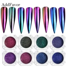 Addfavor Хамелеон блеск для ногтей зеркальная пудра для ногтей художественное украшение Aurora блестящая пудра с губкой
