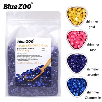 

Blue Zoo shimmer heard wax beans 1000g metallic rose gold lavender color hot film Depilation face body Rapid wax beans BZ109