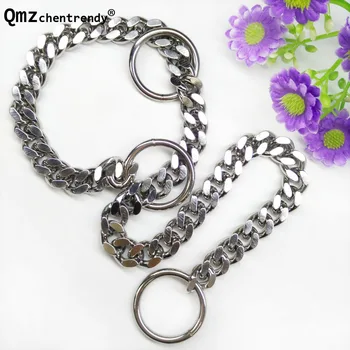 

Hot sell 2mm/2.5mm/3mm width Silve Tone Cuban Dog chain Stainless Steel Little Dog P Chain Training Choker Collar Neck Necklace