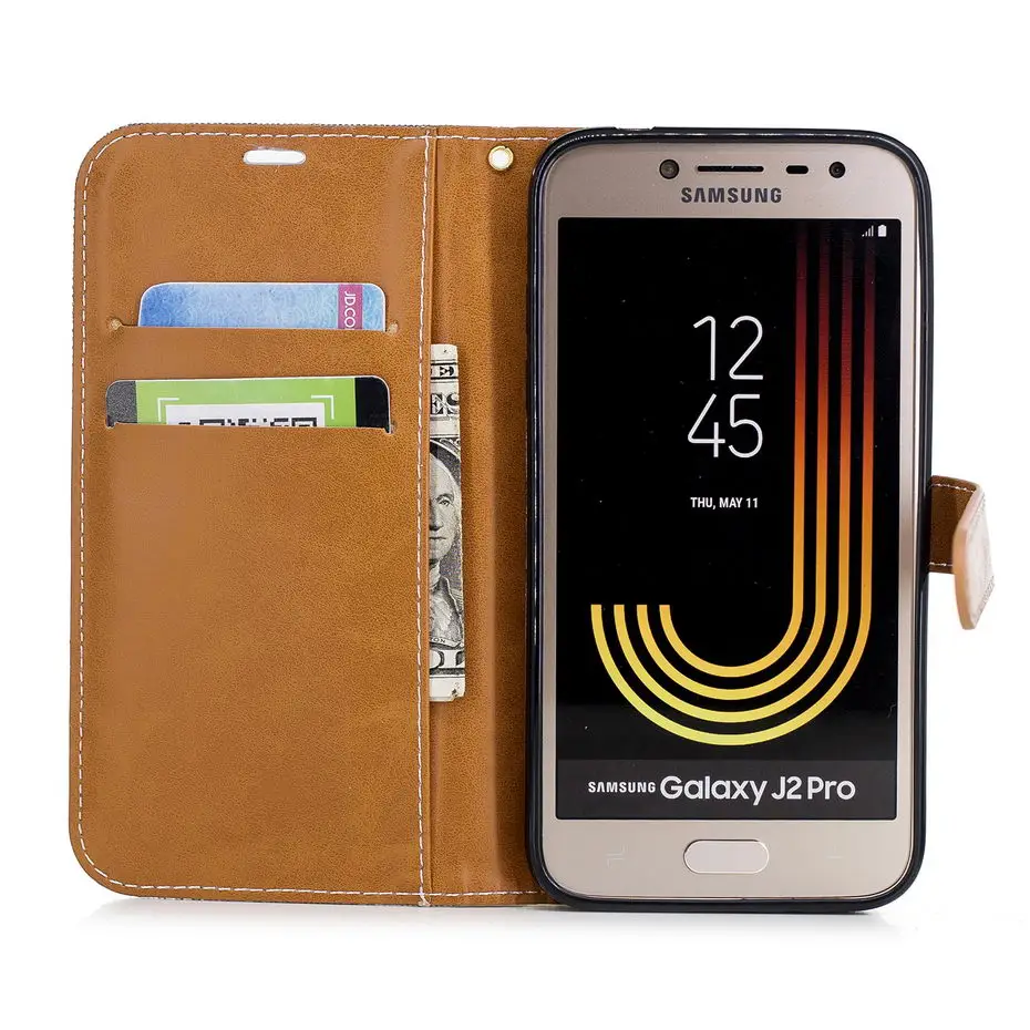 Чехол desyner для Samsung galaxy J2 Pro 2018 P деним Смешанные цвета PU кожаный бумажник