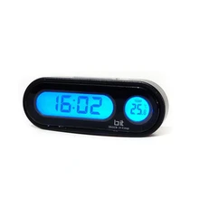 Car Mini Electronic Clock Time Watch Auto Dashboard Clocks Luminous Thermometer Black Digital Display Car Accessories