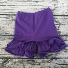 Эксклюзивная Одежда для девочек пустые мягкие хлопковые детские брюки фиолетовые шорты с двойными оборками для маленьких девочек