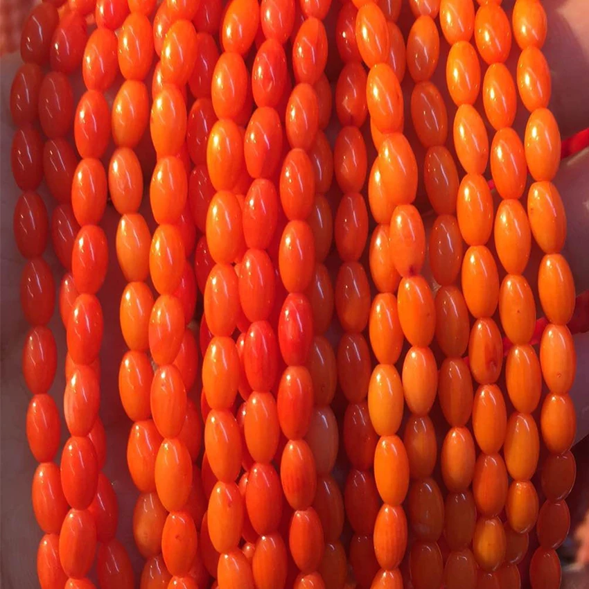 3x6mm 4x8mm 6x9mm 3 color natural coral barrel rice shape loose beads spacer diy jewelry making finding accessories 15 inch B654