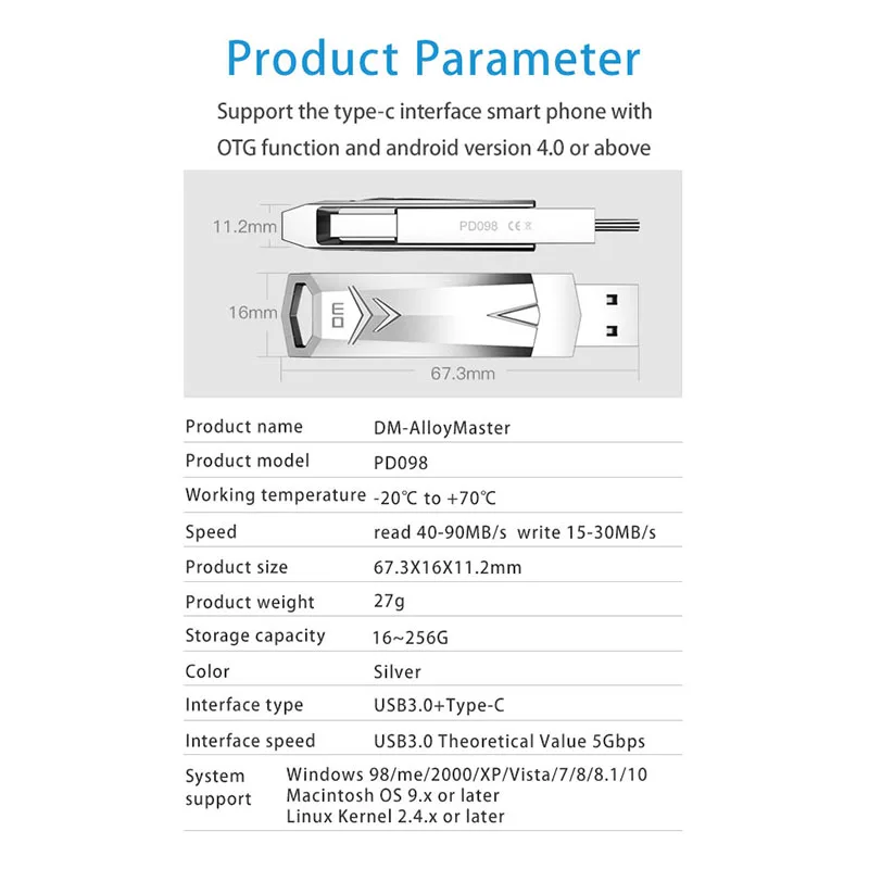 USB флеш накопитель DM 3 0 C OTG флешка 128 64 32 ГБ для Xiaomi Redmi5 Samsung S9 Plus Note 9 карта памяти