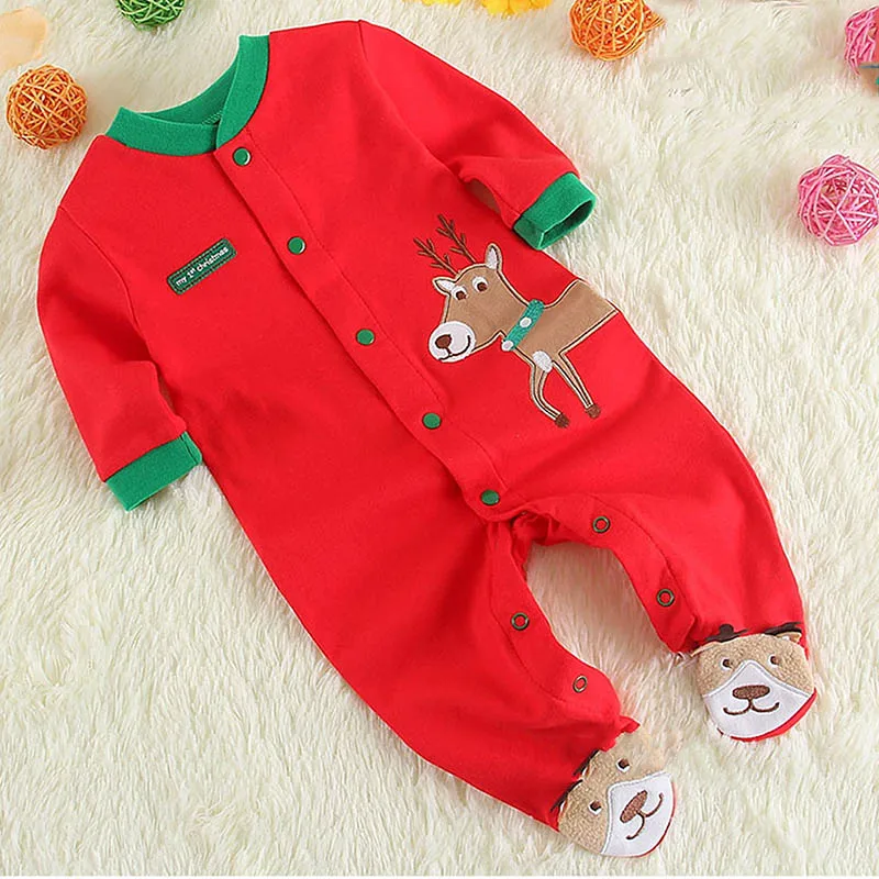 

Christmas Baby Footie Red My First Christmas Elk Footie Newborn Baby Long sleeves Holidays Clothing