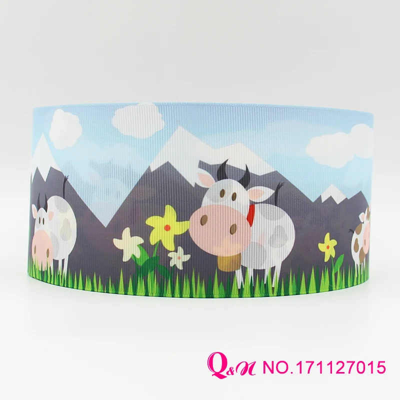 

Q&N ribbon 16mm 22mm 25mm 38mm 50mm 75mm cow printed grosgrain ribbon webbing 50yards/roll for hair tie free shipping