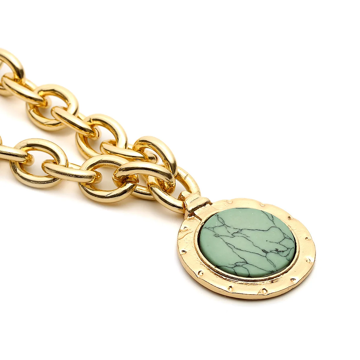 Новинка, браслет в стиле панк, преувеличенный камень, металлическое ожерелье, женское простое геометрическое кольцо, ретро цепи в стиле «готика», золотая цепочка N37