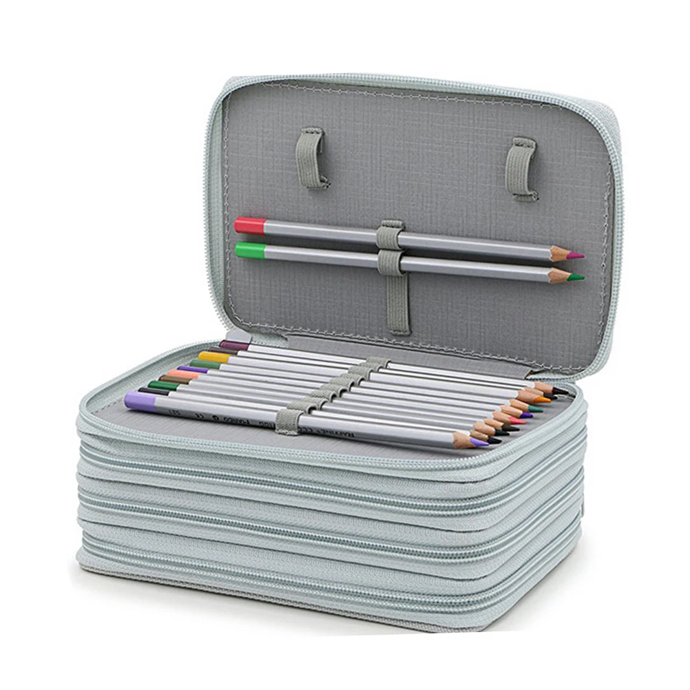 New Vintage 72 Slots 4 Layers Portable Oxford Canvas Pencils Case Pouch Brush Pockets Bag Pencil Holder Case School Supplies