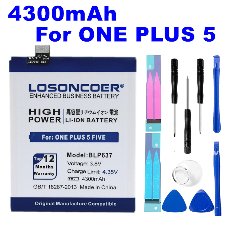 

LOSONCOER 4300mAh BLP637 Battery For Oneplus 5 One Plus 5 Five One Plus 5 High Capacity Phone Battery~In Stock