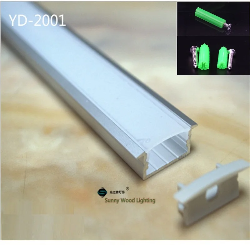 10 шт. 1 м светодиодный канал встроенный алюминиевый профиль для двухрядные светодиодные ленты, молочный/Прозрачный чехол для 20 мм pcb с фитингами