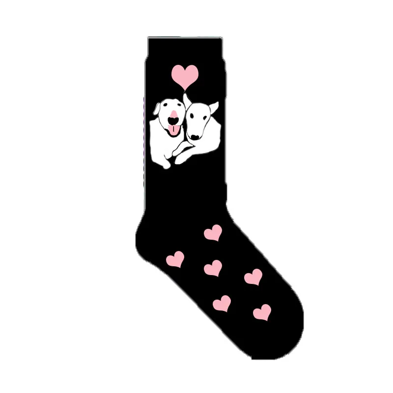 Короткие носки с сердечками, носки с изображением Бультерьера, новинка, подарок на день Святого Валентина, подарок с надписью «I love you» для собаки, милый подарок на день матери, 50 пар - Цвет: Коричневый