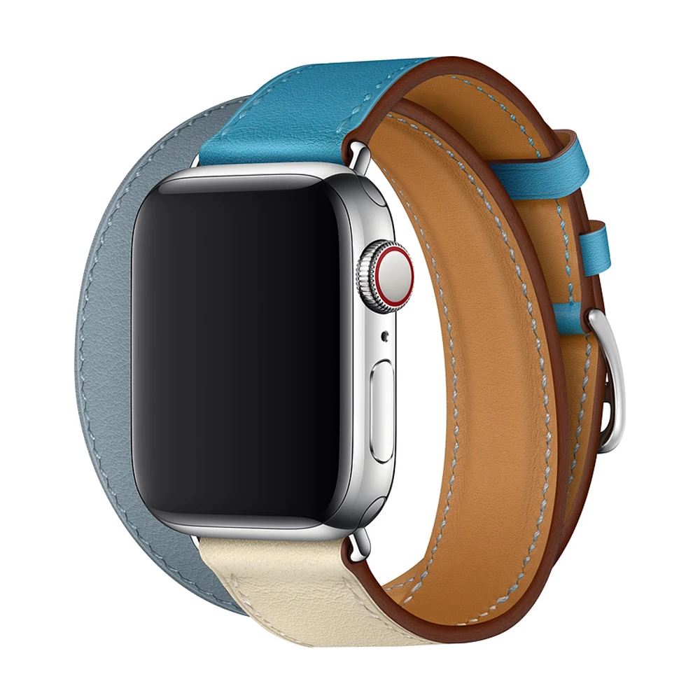 Кожаный ремешок для Apple watch группа 42 мм 38 iWatch 4 44 40 двойной походный браслет 3 2 1 herme |