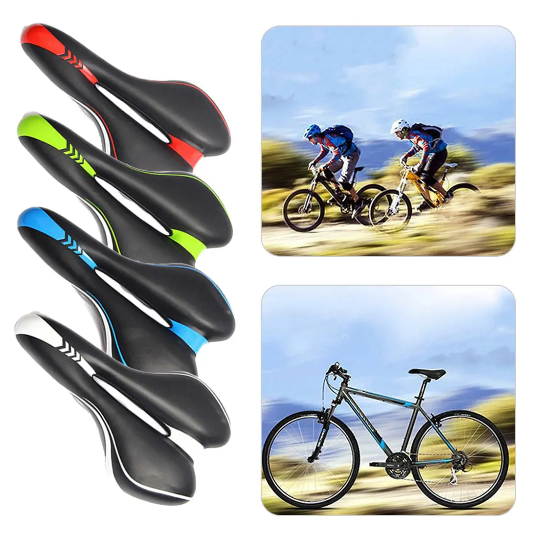 Гелевое светоотражающее амортизирующее полое велосипедное седло из ПВХ ткани мягкое Mtb Велосипедное дорожное сиденье для горных велосипедов Аксессуары для велосипеда