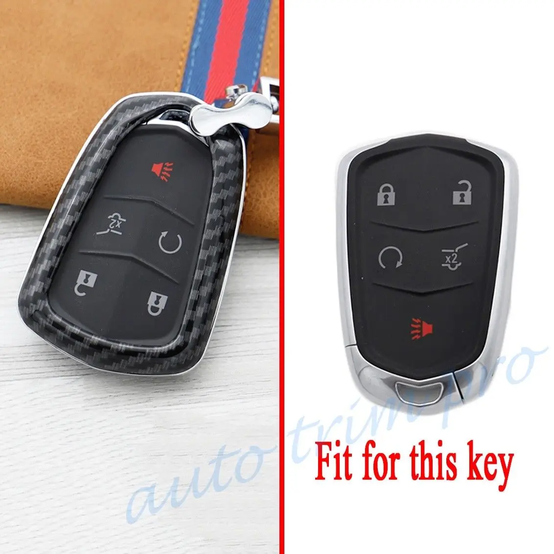 ABS Carbon Fiber Remote 4/5 Buttons Key Shell Fob Case Bag Cover