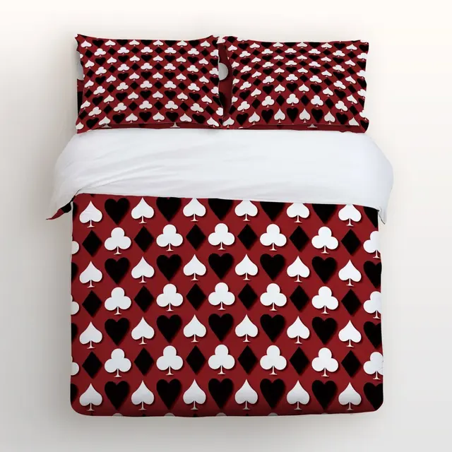 4 Piece Bed Sheets Set Black Red White Cards 1 Flat Sheet 4 Piece Bed Sheets Set Black Red White Cards 1 Flat Sheet Duvet Cover And 2 Pillow Cases