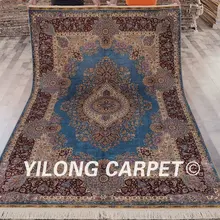Yilong 6'x9' ручной работы персидские ковры цветочный синий шелковый ковер(YWX083A6x9
