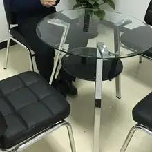 Нержавеющая сталь ноги двойной стальной стеклянный круглый стол. Договориться о таблице. Стол для чайного стола