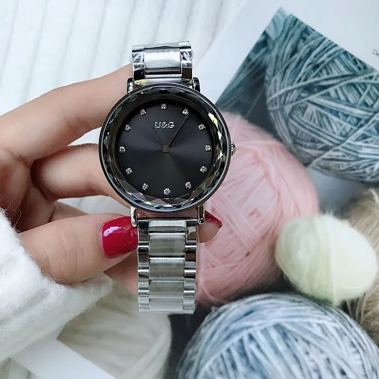 Silver Black Индивидуальные весы со стразами синий циферблат женские часы в стиле кэжуал розовое золото ремешок из нержавеющей стали Кварцевые женские часы подарок для женщин - Цвет: Silver Black