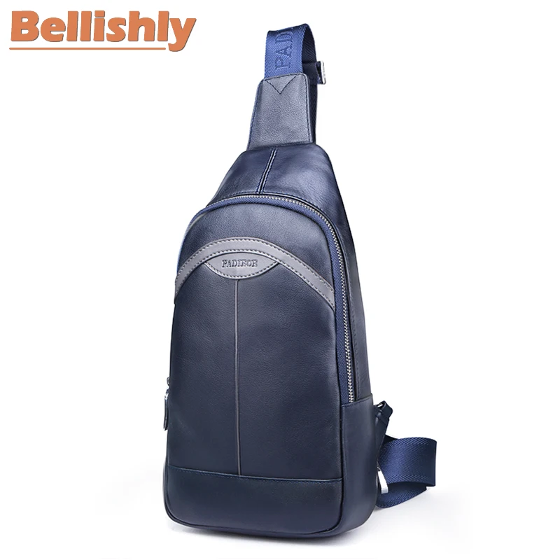 

Bellishly Men's Crossbody Waist Bags Men Designer Genuine Leather Messenger Shoulder Bag Diagonal Package Male New 2019 Travel