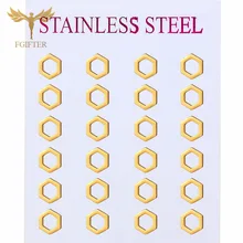 Геометрических сережек для мужчин и женщин полые линии улья шестиугольник дизайн OL серьга в стиле «минимализм» Простые Ювелирные изделия из нержавеющей стали