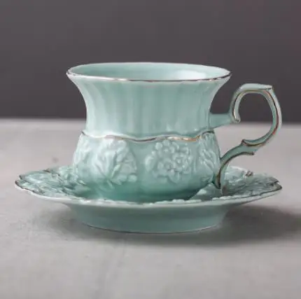 Ретро Элегантный фарфоровый чайный набор, керамическая чайная чашка, горшок, британский цветочный чайный горшок, кружка, кофейная чашка, посуда - Цвет: Green