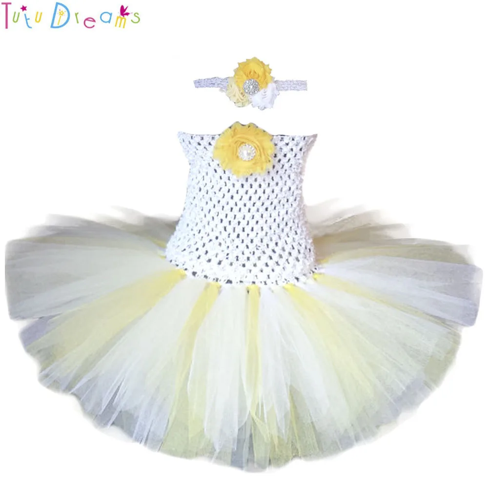 Buy Yellow White Baby Tutu Dress and Headband Set