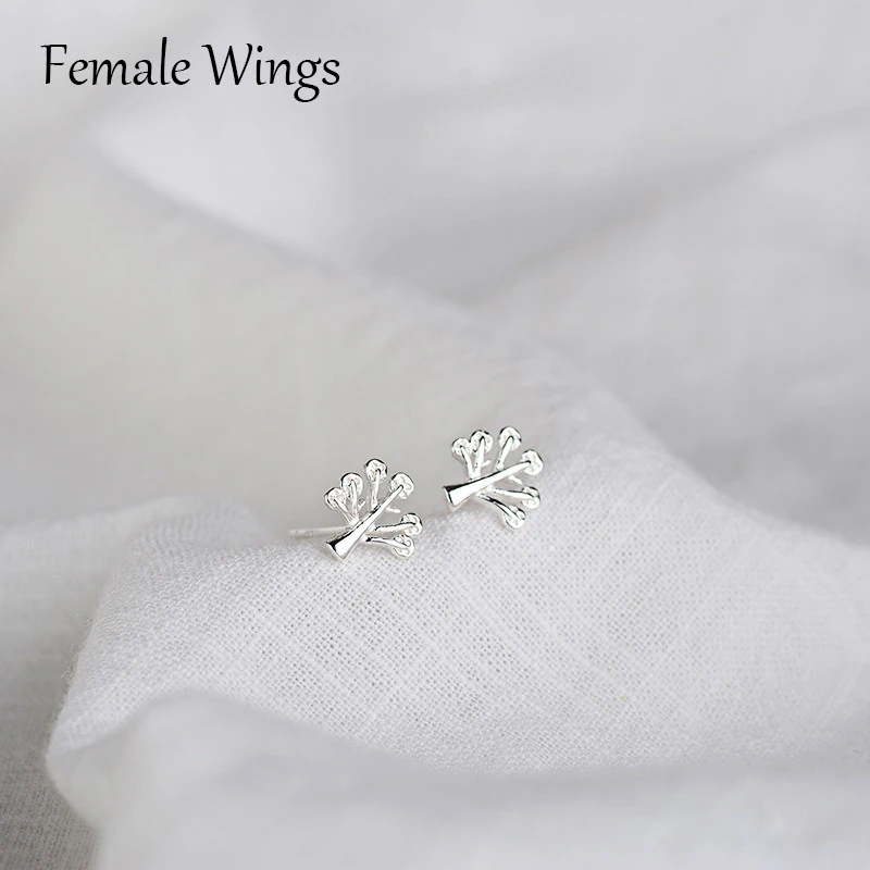 

Female Wings Fashion 925 Sterling Silver Tree Stud Earrings For Women Girls Party Gifts Sterling Silver Jewelry Brincos FE107