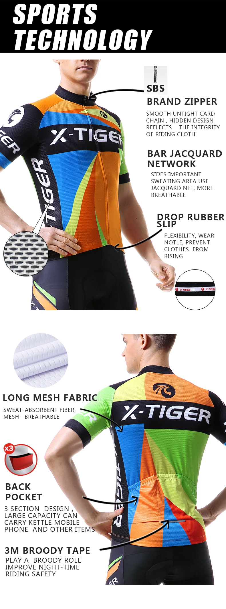 X-TIGER Pro одежда для велоспорта Лето полиэстер Одежда для велоспорта Спортивная одежда для горного велосипеда одежда для велоспорта Джерси для велоспорта