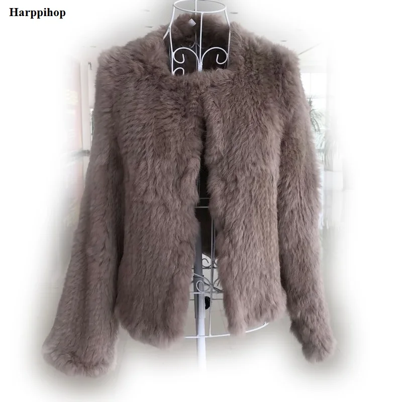2017 New Knitted Rabbit Fur font b Coat b font Slim Rabbit Fur Jack Real Hand