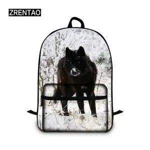 wolf print school rucksack