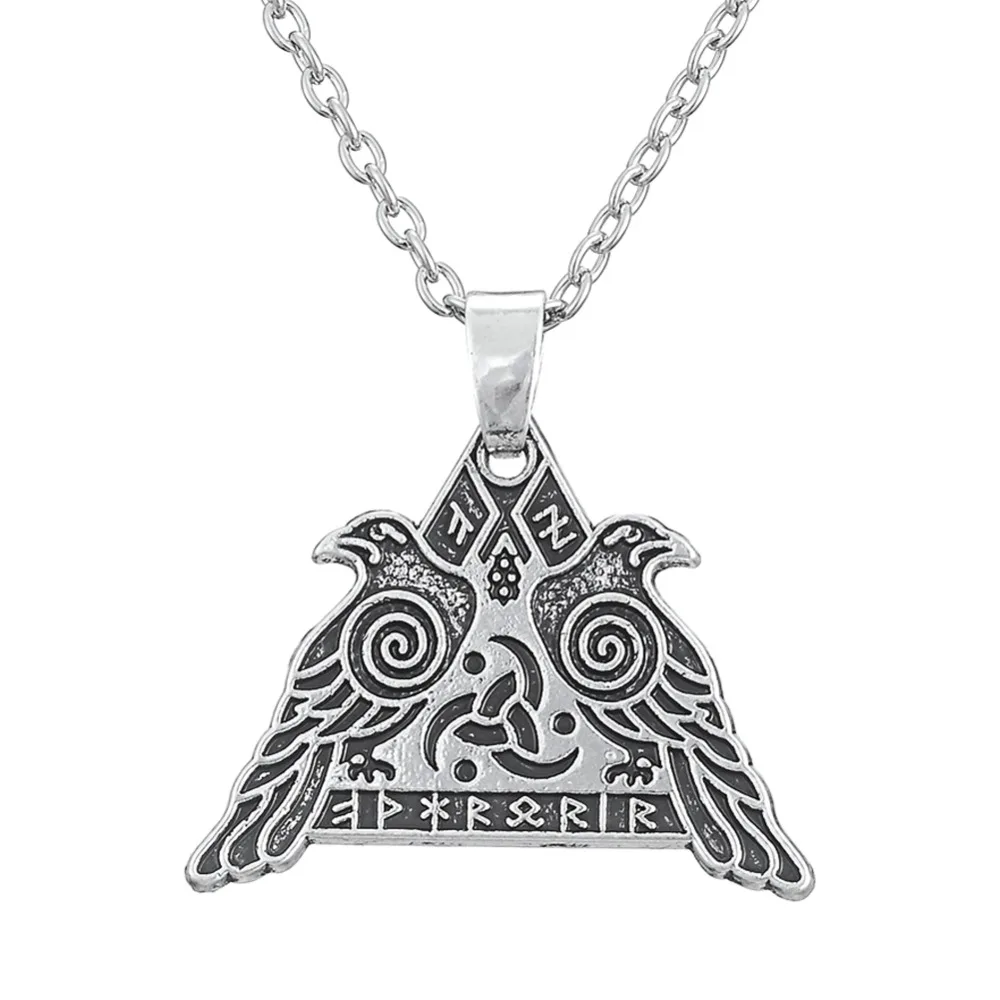 EUEAVAN 30 шт. Ворон воин Кулон Valknut ожерелье Valkyrie Odin Huginn и Muninn ворона викингов